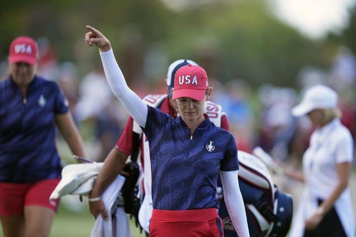 Golf: Nelly Korda leads Americans to a record-setting 6-2 margin on first  day of Solheim Cup | Chronicle Telegram GAINESVILLE, Va. &mdash; Nelly Korda  danced at the urging of teammate Megan Khang
