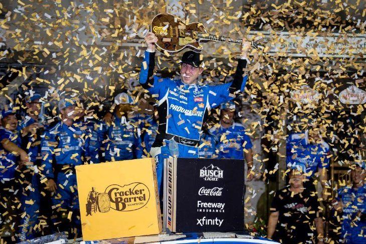 Denny Hamlin storms back from a pole-start penalty to win at