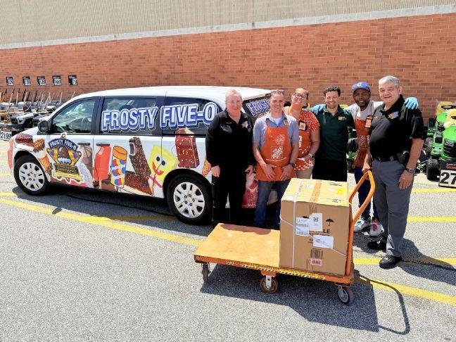 Home Depot donates freezer to sheriff's 'Frosty Five-O' ice cream program
